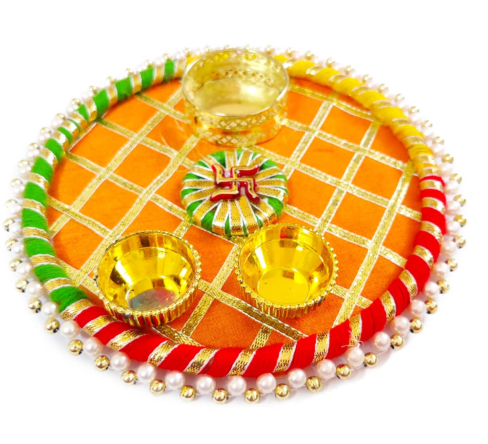 Avanti Creations Wooden Handcrafted Pooja Thali with Kumkum Holder ...